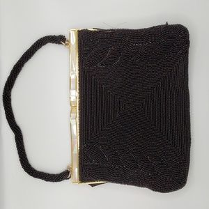 Beautiful vintage black beaded handbag